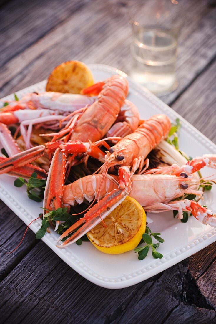 Langoustines with Lemon on a Platter