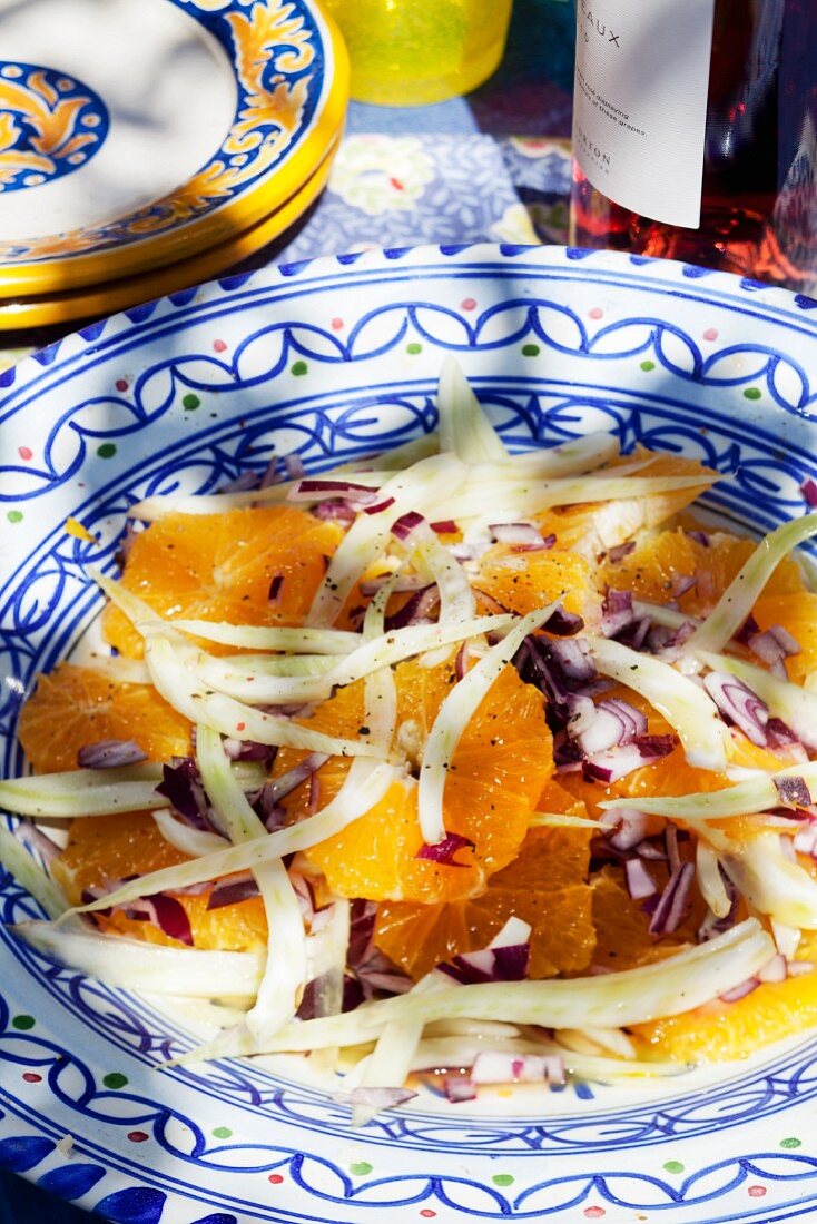 Orange salad with onions and fennel