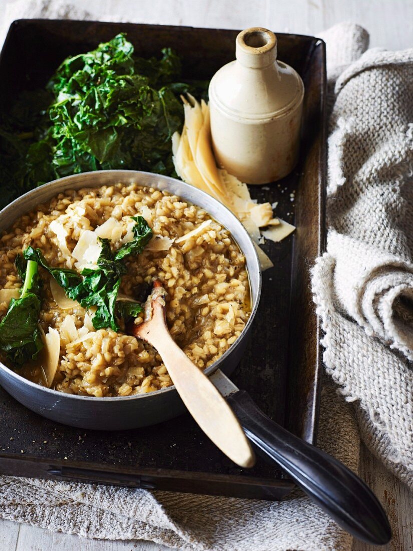 Gerstenrisotto mit Grünkohl