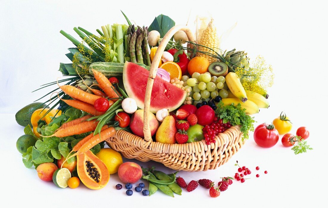 A basket of fruit and vegetables