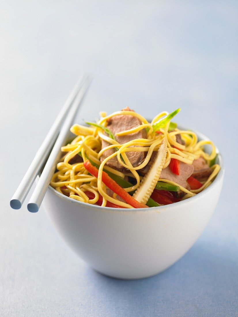 Pork with egg noodles (Asia)