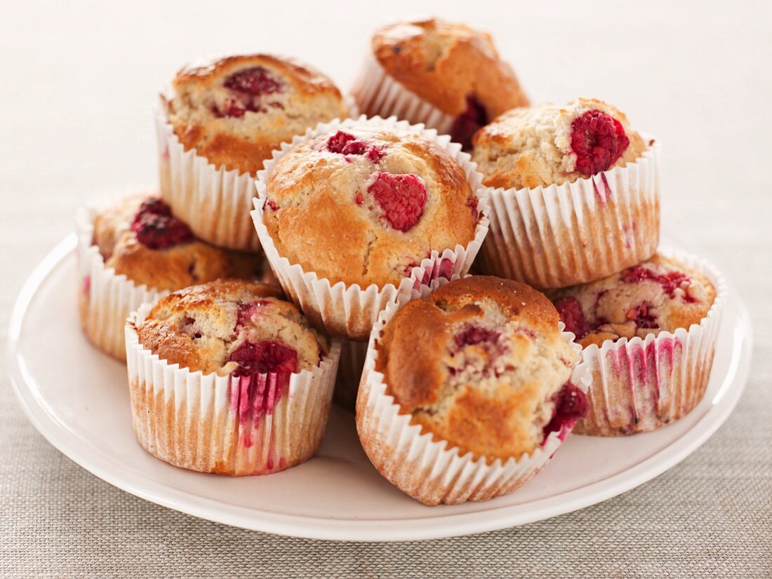 A stack of raspberry muffins