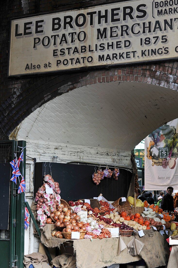 An entrance to a greengrocers