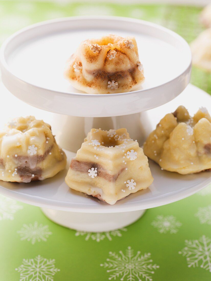 Mini muffins on a cake stand