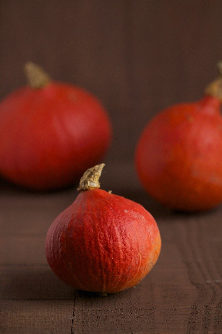 Three Hokkaido pumpkins