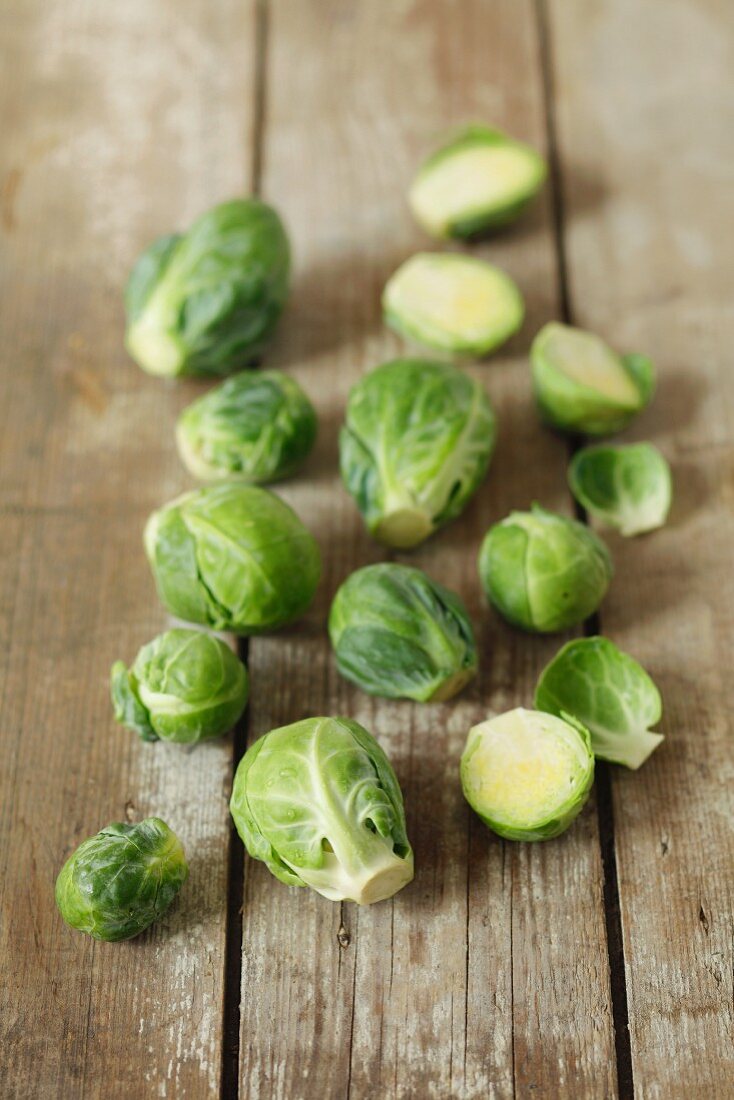 Fresh Brussels Sprouts on Stalk