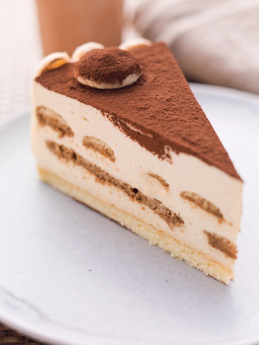 A slice of tiramisu cake