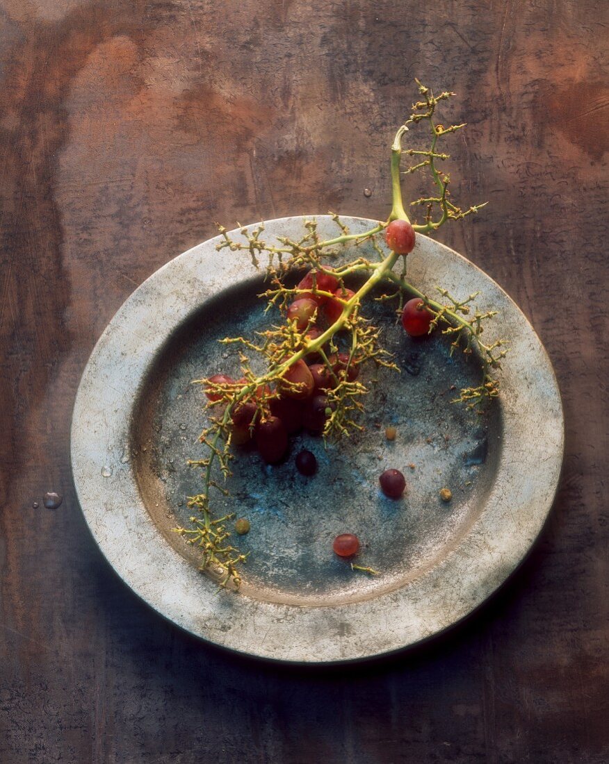 Red grapes on a plate
