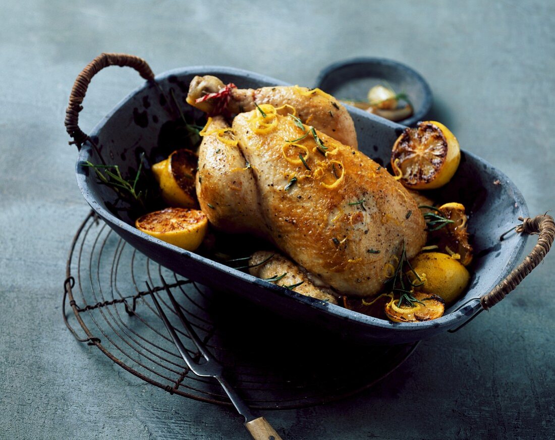 Lemon chicken with rosemary and shallots