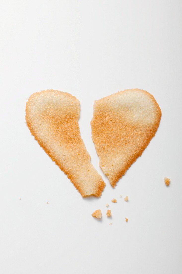 A broken heart-shaped biscuit