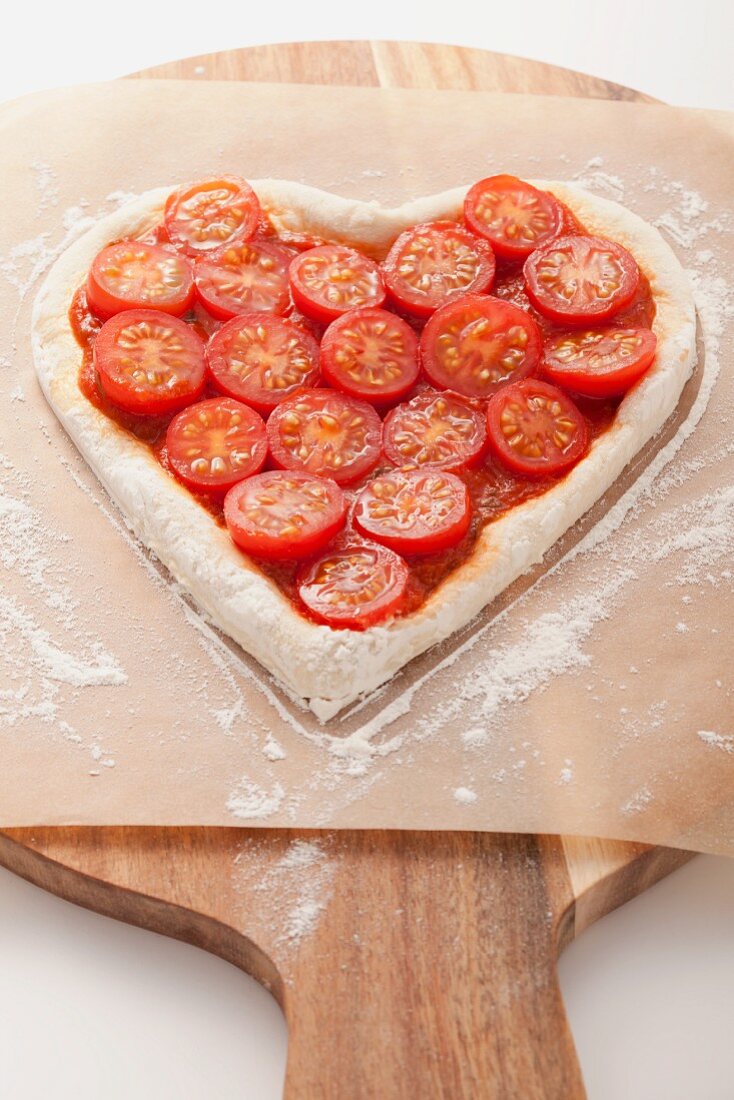 A tomato cake on a piece of baking paper