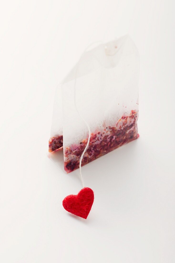 A teabag with a heart