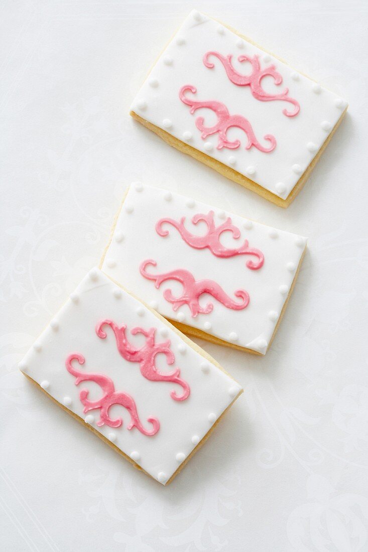 Pink and white biscuits