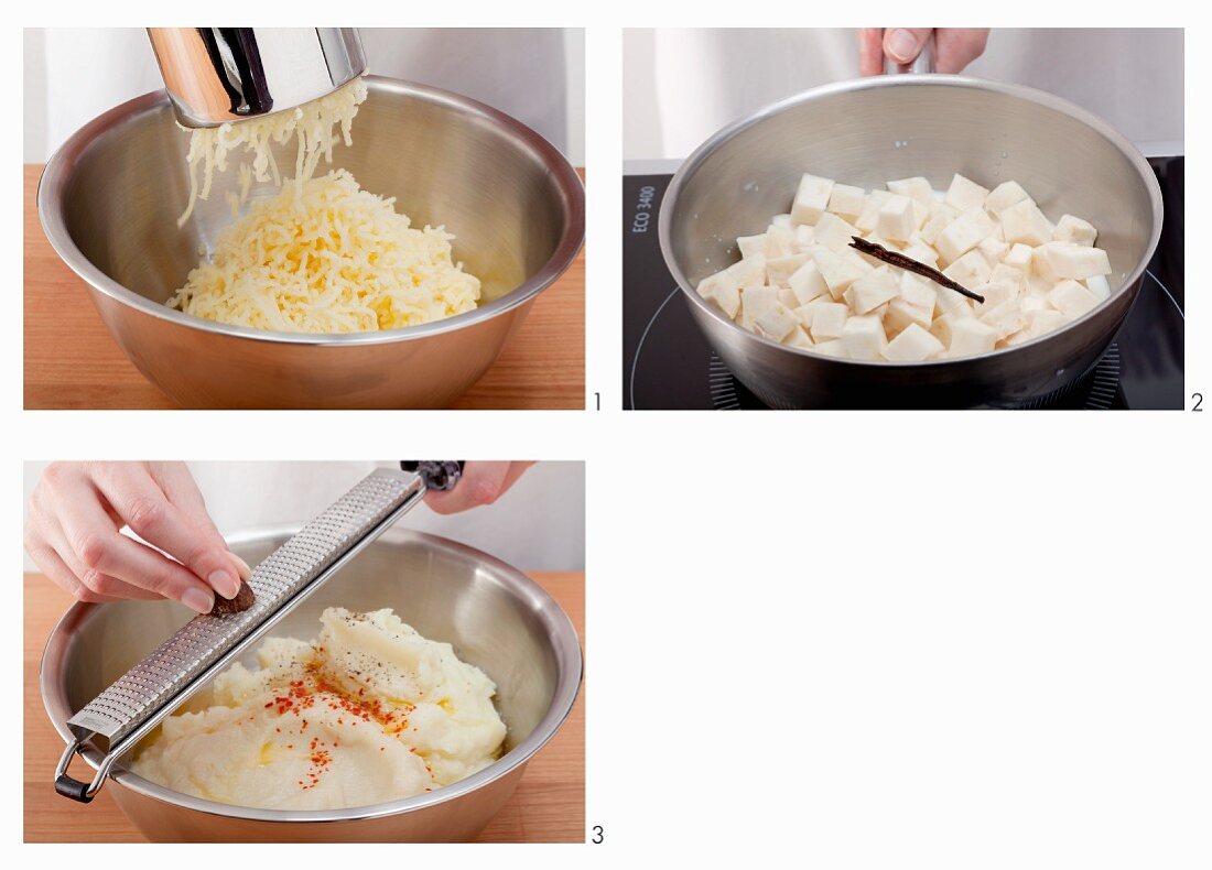 Kartoffelpüree mit Sellerie zubereiten