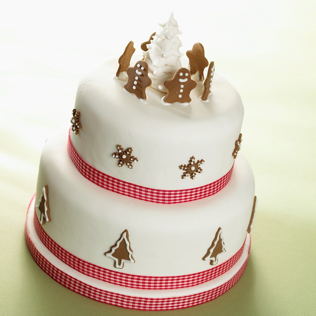 A two-tier Christmas cake