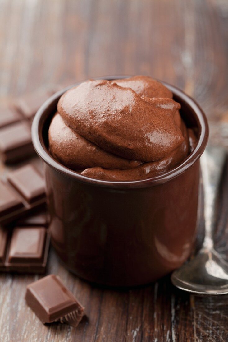 A cup of chocolate mousse