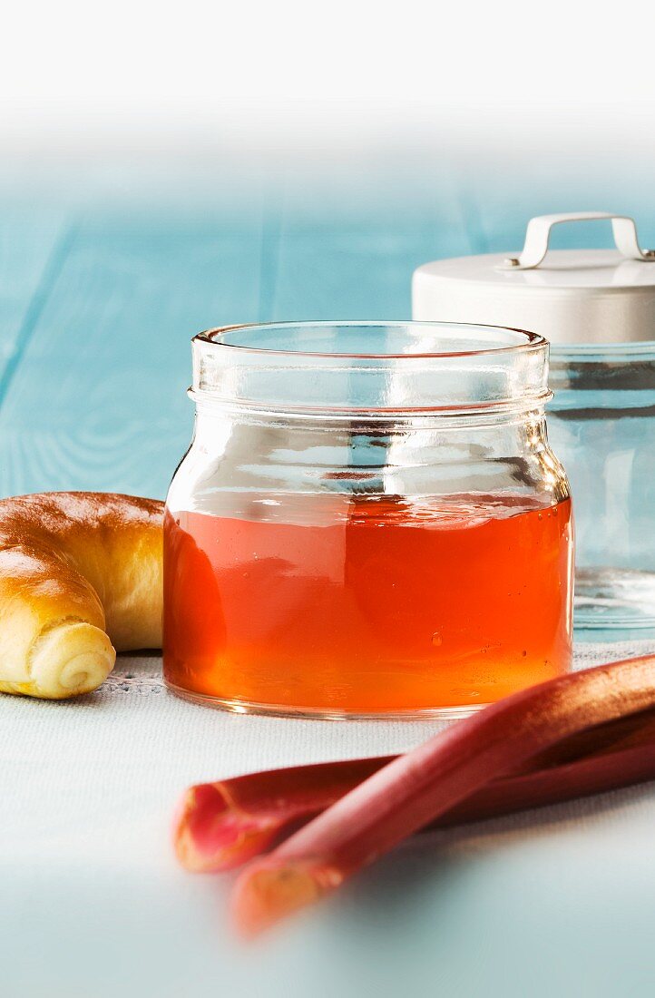 A jar of rhubarb jelly