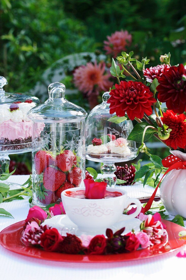 A buffet featuring sweet strawberry dishes