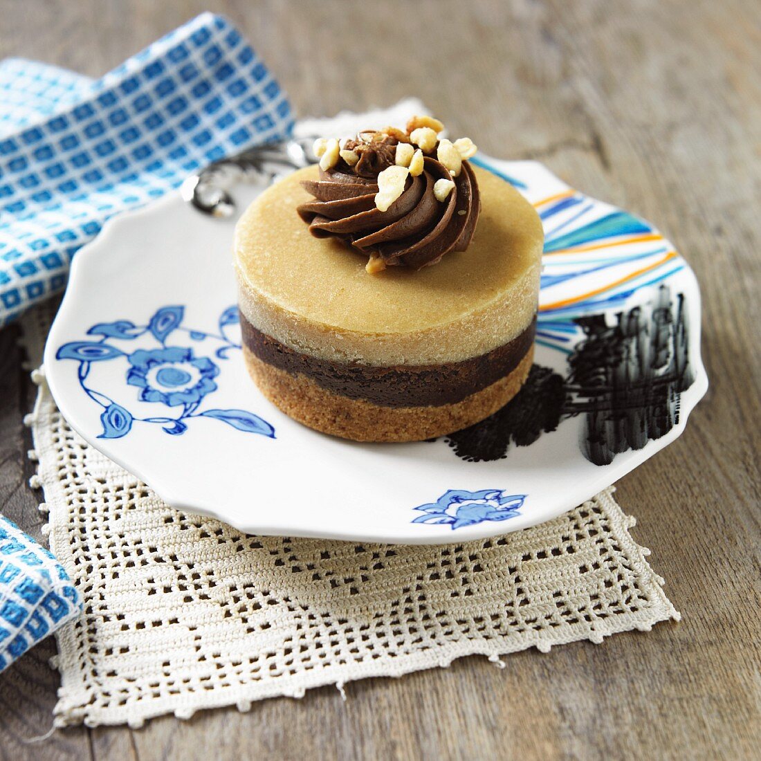 Individual Peanut Butter Chocolate Cheesecake on a Plate