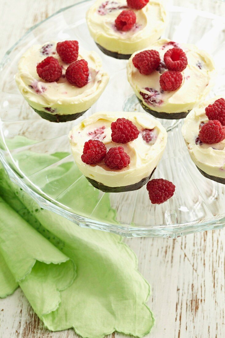 Schoko-Ricotta-Törtchen mit Himbeeren