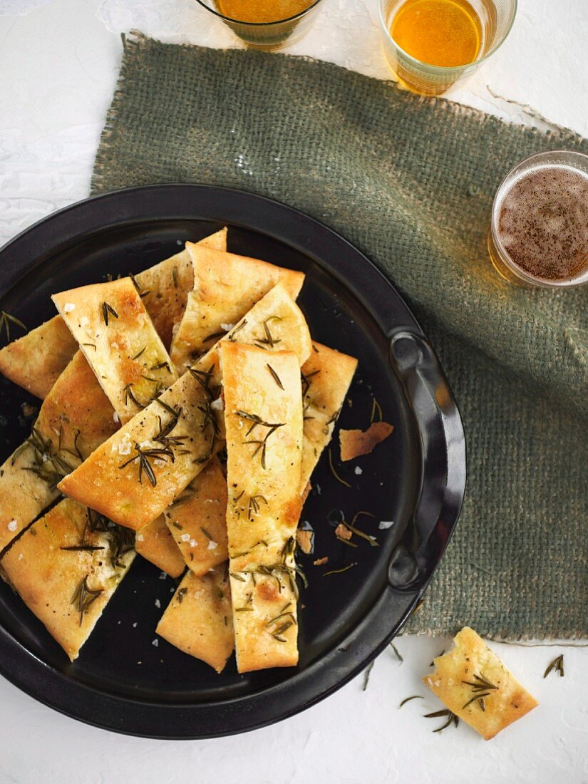 Pizza bianca with salt and rosemary (Italy)