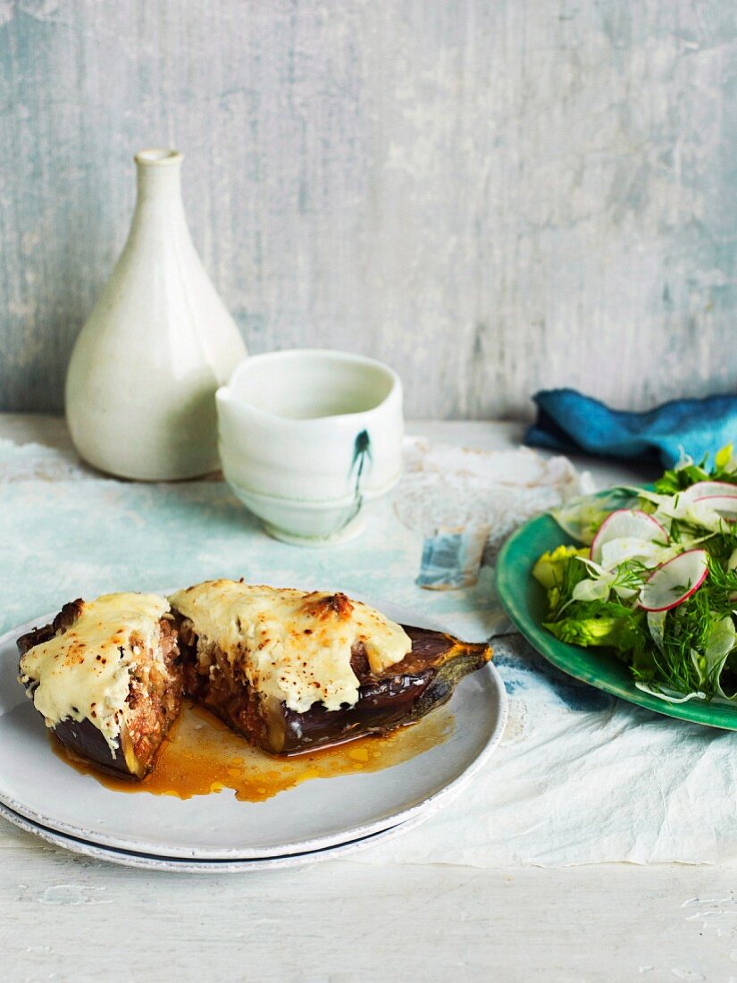 Papoutsakia, stuffed eggplant