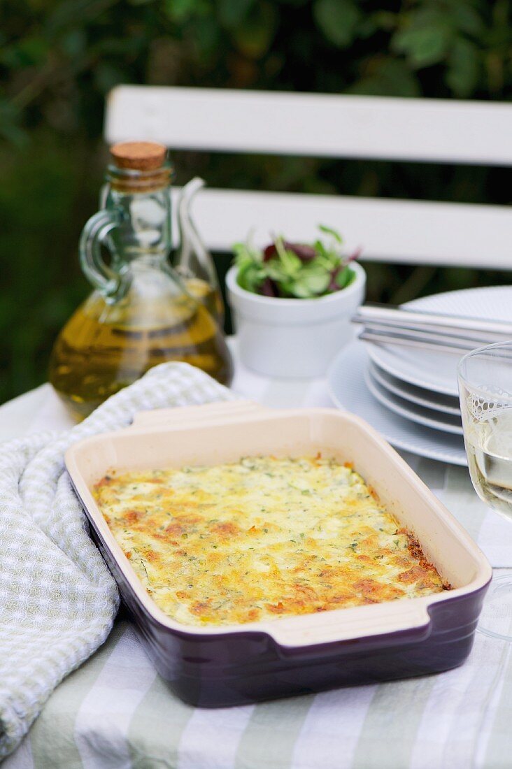 Courgette bake in a baking dish