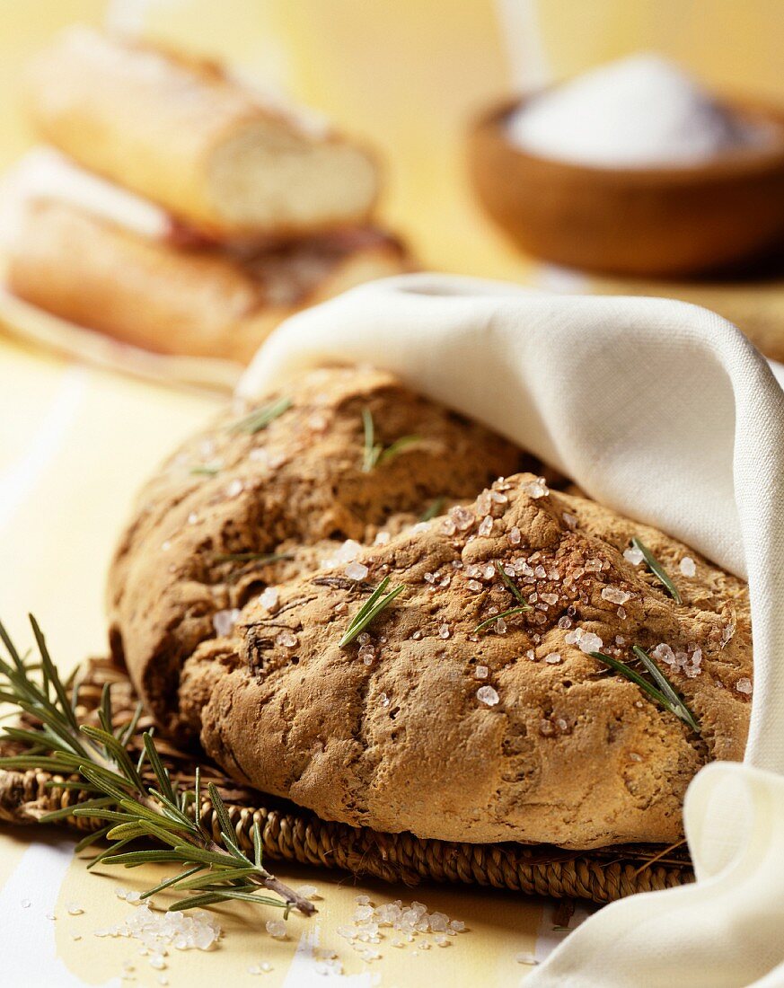 Pagnotta (wood oven bread with rosemary and sea salt, Italy)