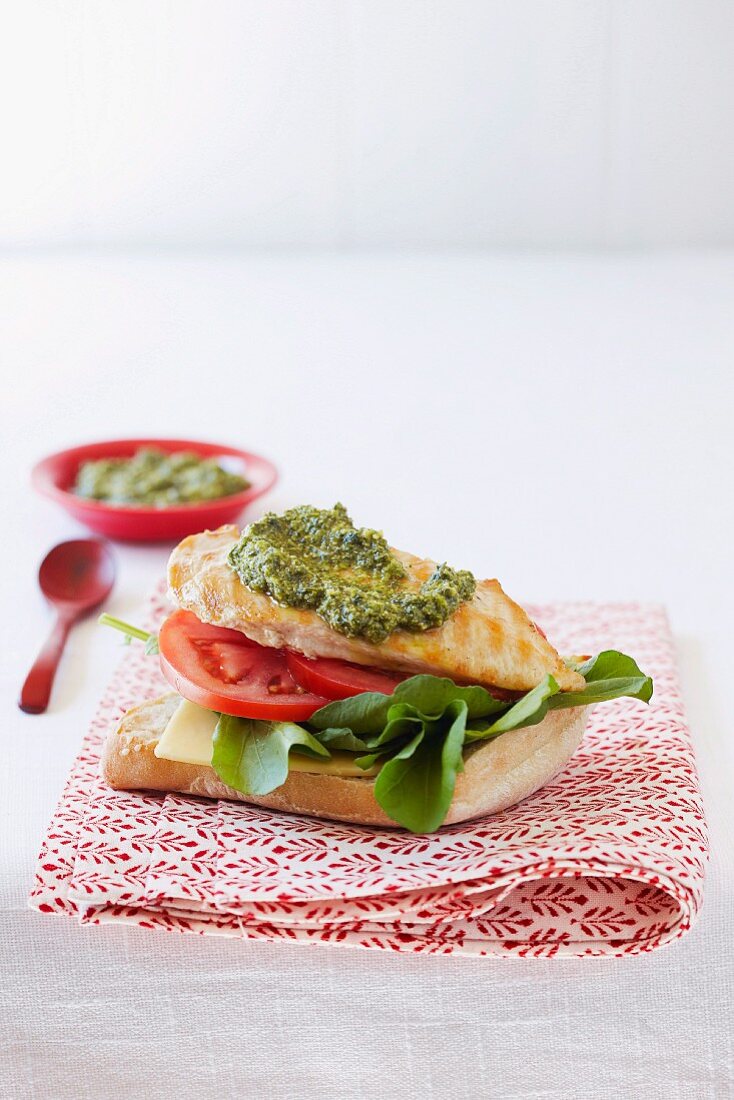 Chicken burger with pesto