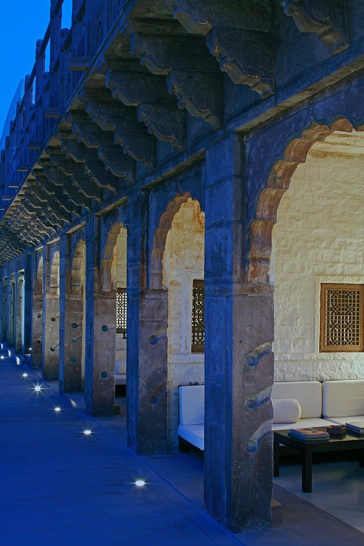 Twilight atmosphere outside Raas Haveli Hotel, Jodhpur, India