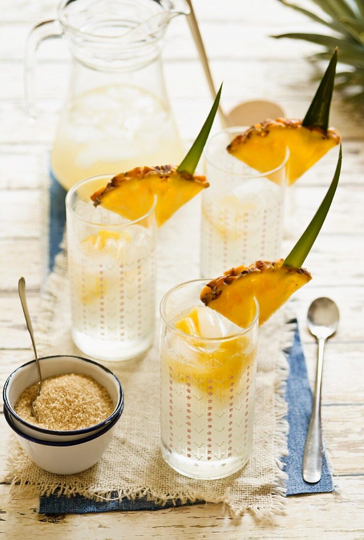 Refreshing pineapple drinks