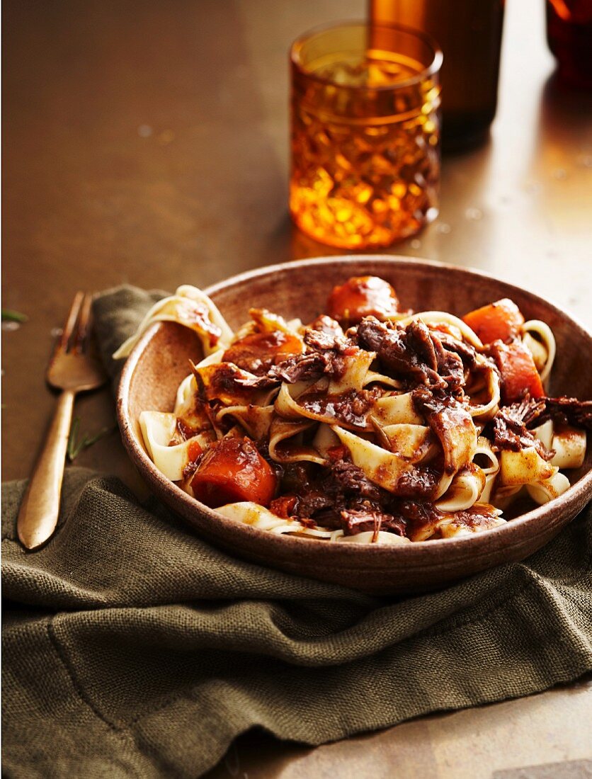 Tagliatelle with ox tail and Guinness ragout