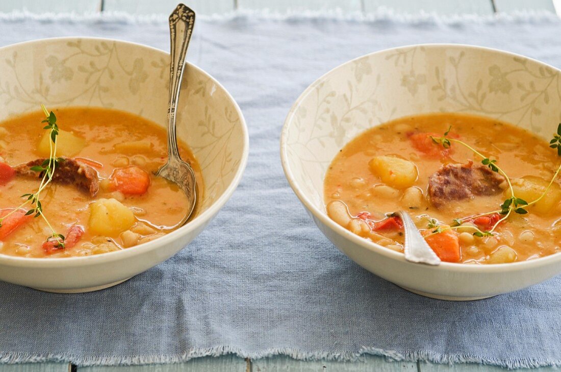 Vegetable soup with sausage