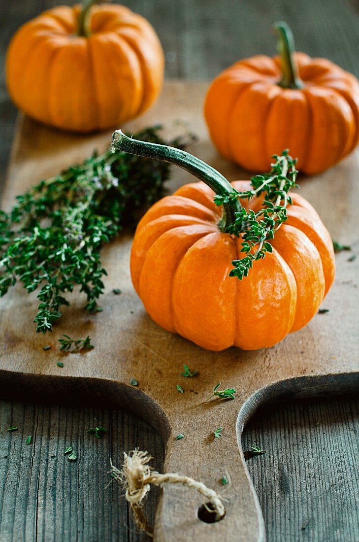 Mini pumpkins and thyme