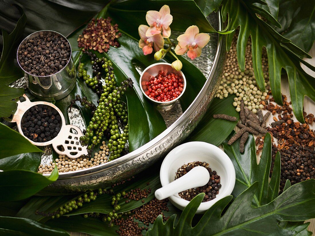 An arrangement of various types of pepper