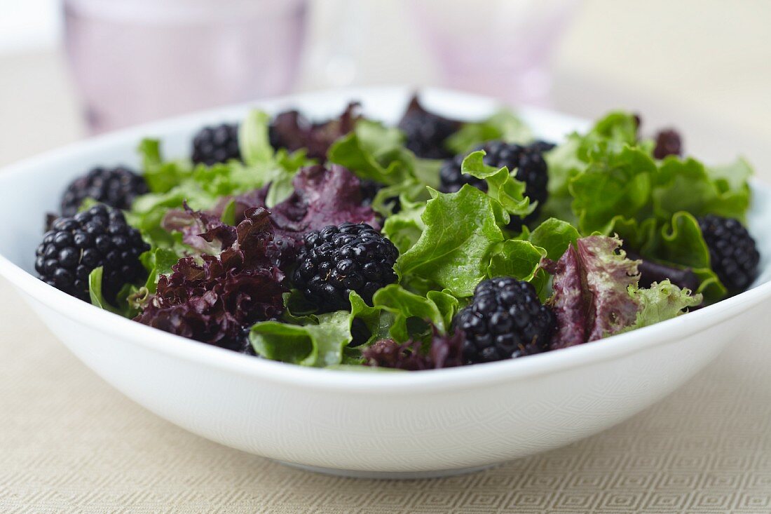 Organic Greens and Blackberry Salad