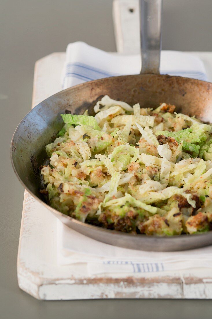 Bubble and squeak (fried mashed potato and cabbage, England)