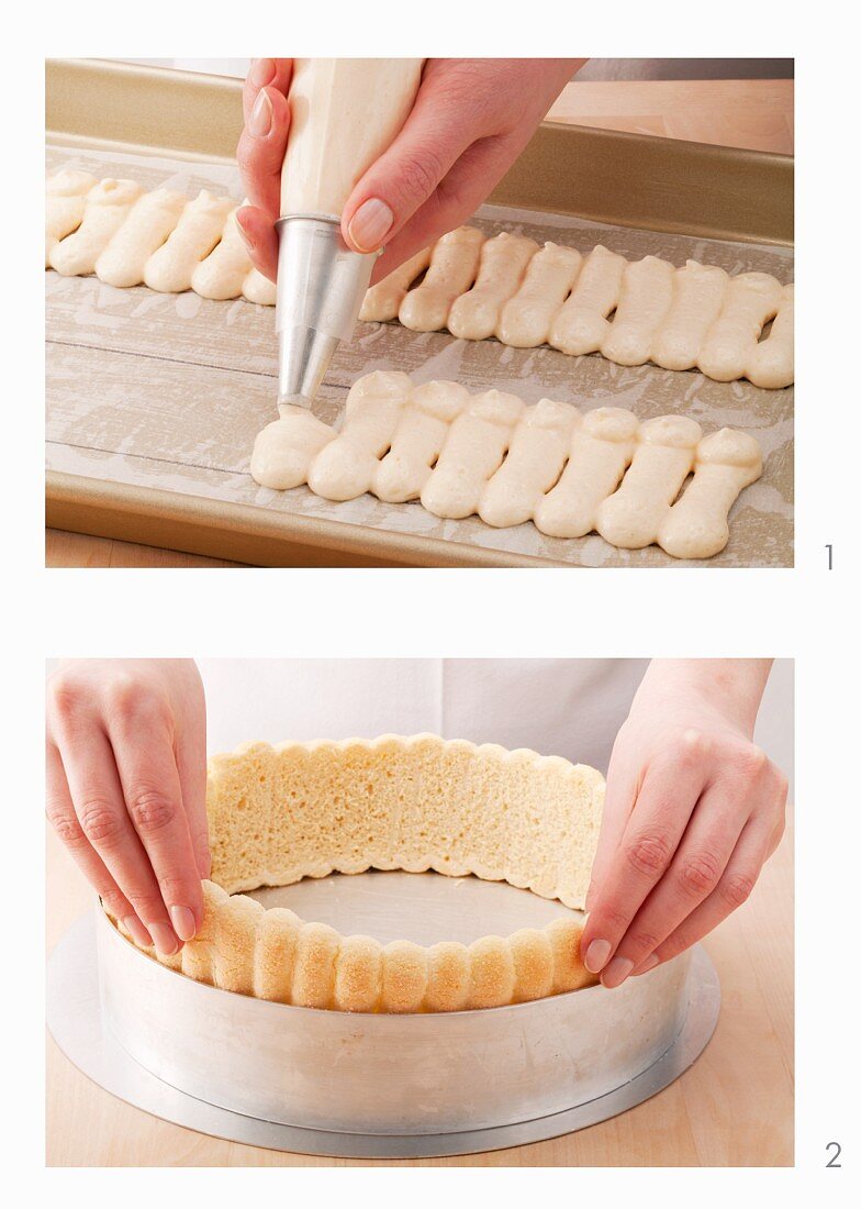 Strips of sponge being created