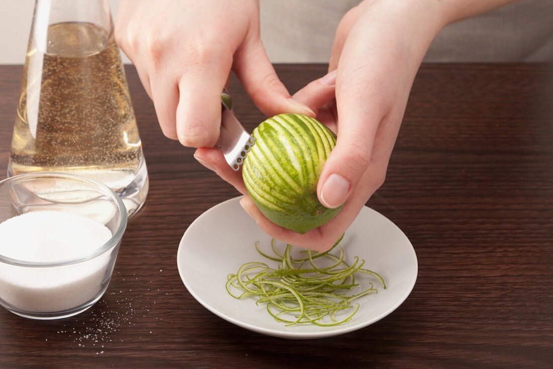 A lime being zested