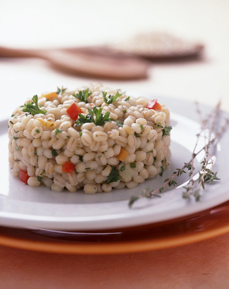 Pearl barley risotto with fresh herbs