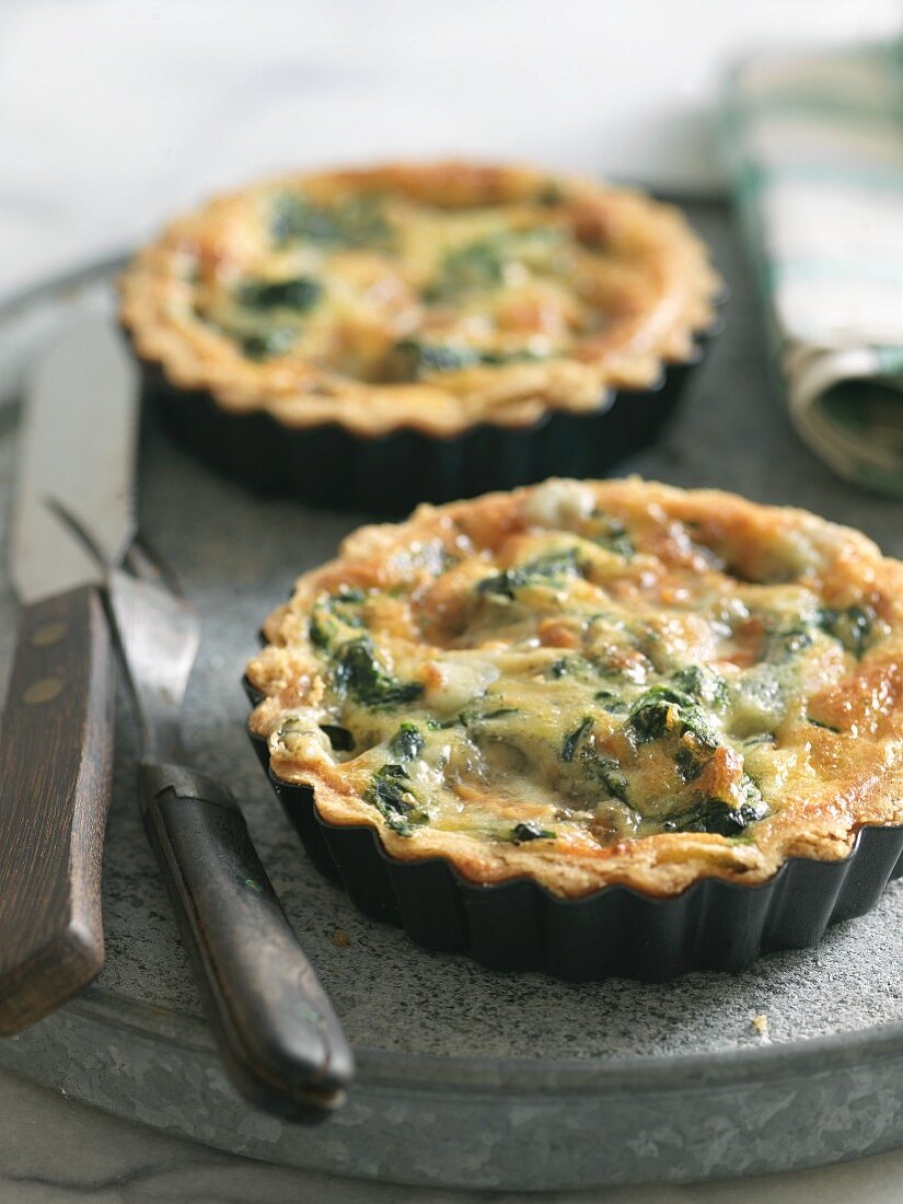 Two Spinach and Blue Cheese Quiches