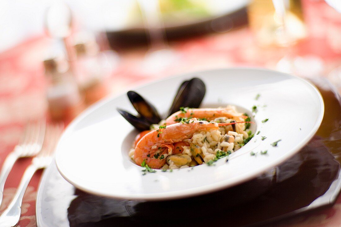 Risotto alla veneziana (seafood risotto, Italy)