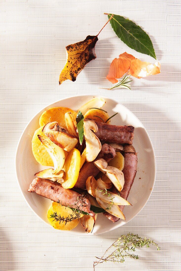 Funghi, salsiccia e patate (Steinpilze, Wurst & Kartoffeln)