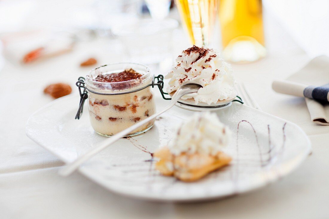 Tiramisu (Italian layered dessert made with mascarpone creme and coffee)