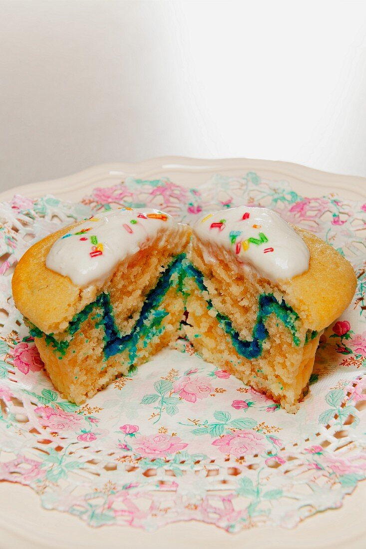 Muffin mit blauer Welle