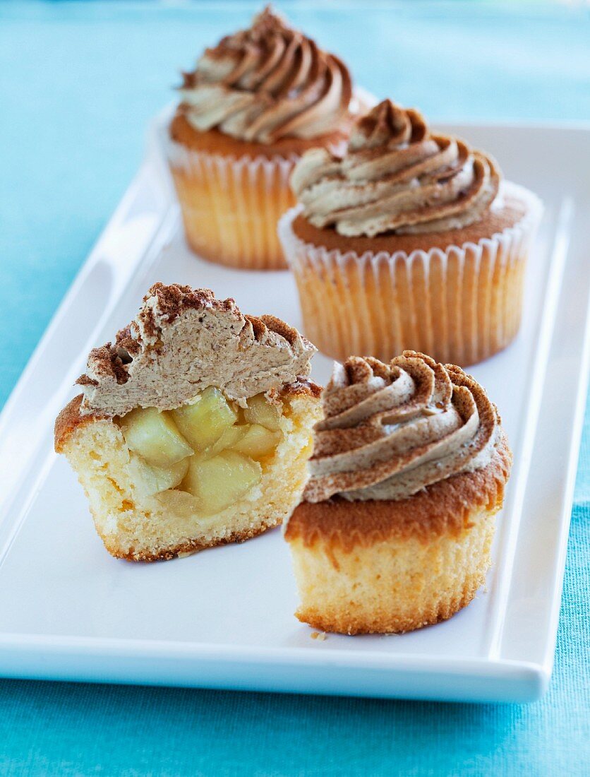 Apple cupcakes with brown icing