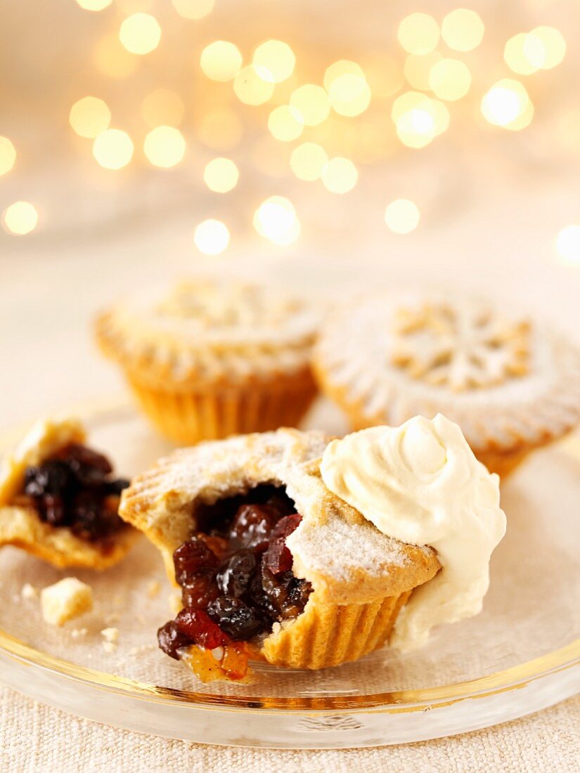Mince pies with cream at Christmas