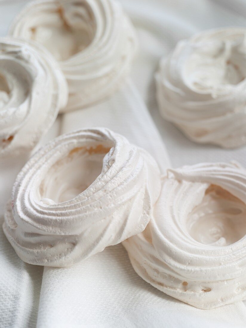 Meringue Cups on White Cloth