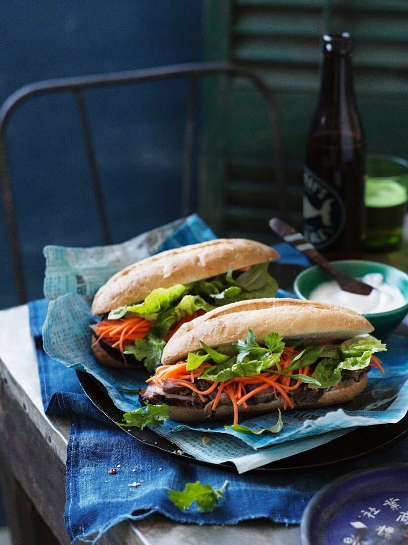 Banh mi sandwich with pork and lemongrass, Vietnam