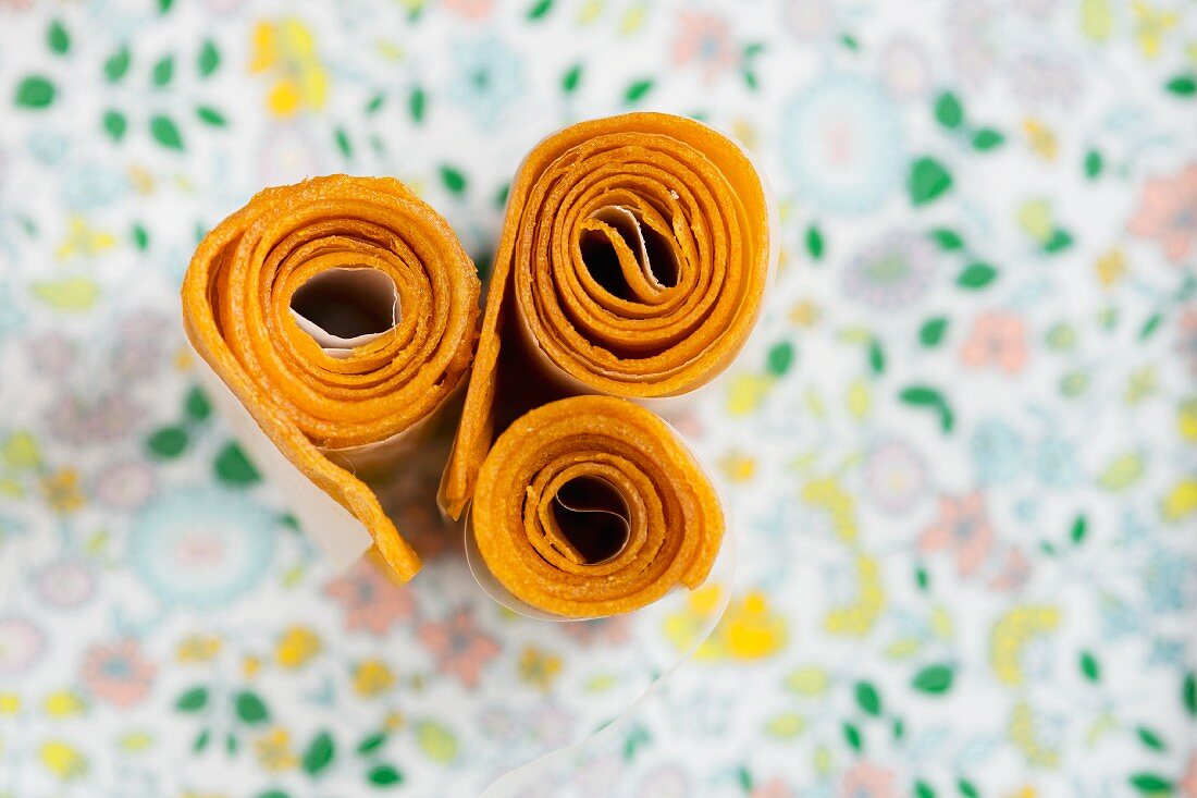 Fruit leather made of dried apples